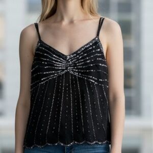 Newport News Black and Silver Embellished Tank Top